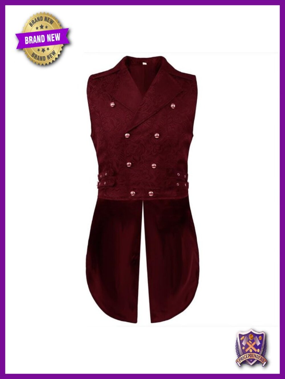 Gothic Steampunk Sleeveless Tailcoat Double Breasted Victorian Ruffled Vest